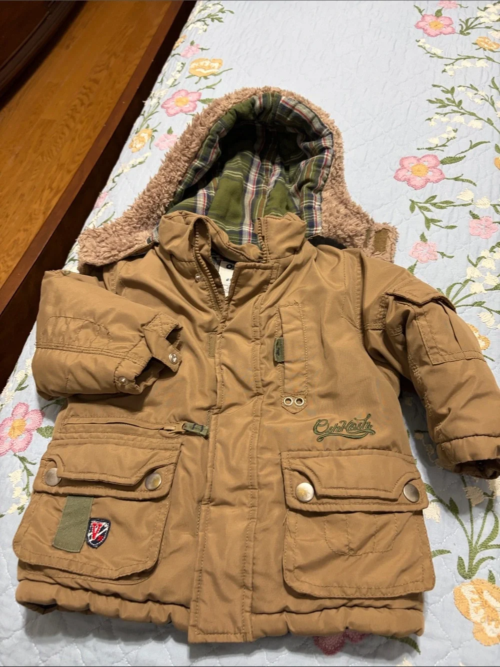 Oshkosh B’gosh Winter Front Utility Fleece Lined Toddler Jacket w Hoodie Size 2